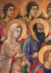 Ołtarz Maesty Duccio w katedrze w Sienie autorstwa Duccio di Buoninsegna (ok. 1255 - przed 1319), tempera na drewnie, 212x425 cm, detal autorstwa Duccio di Buoninsegna