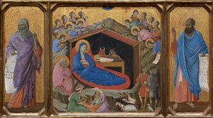 Narodzenie Pańskie z prorokami Izajaszem i Ezechielem autorstwa Duccio di Buoninsegna
