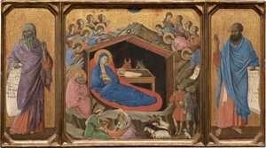 Narodzenie z prorokami Izajaszem i Ezechiela autorstwa Duccio di Buoninsegna