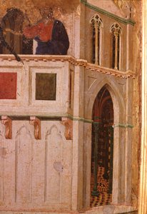 Kuszenie w świątyni, szczegół. Ołtarz Maesta (tempera i złoto na drewnie) autorstwa Duccio di Buoninsegna