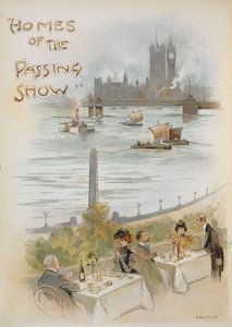 Ilustrowana strona tytułowa, przedstawiająca scenę nad Tamizą. autorstwa Dudley Hardy