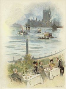 Lunch na tarasie z widokiem na Tamizę autorstwa Dudley Hardy