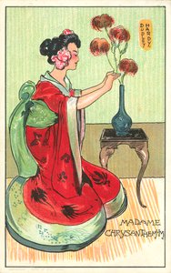 Madame Chryzantema z powieści Pierre Loti (kolor lito) autorstwa Dudley Hardy