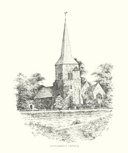 Kościół Chislehurst (litografia) autorstwa Duncan Moul