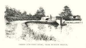 Kanał Grand Junction, w pobliżu mostu Hunton (litografia) autorstwa Duncan Moul