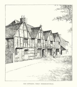 Old Cottages, Great Berkhampstead (litografia) autorstwa Duncan Moul