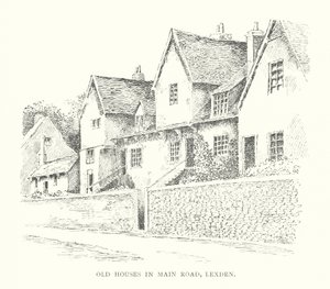 Stare domy przy Main Road, Lexden (litografia) autorstwa Duncan Moul