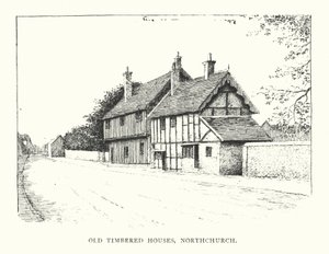 Old Timbered Houses, Northchurch (litografia) autorstwa Duncan Moul