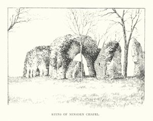 Ruiny kaplicy Minsden (litografia) autorstwa Duncan Moul