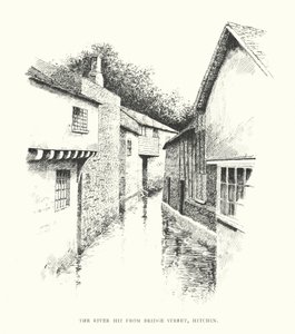 Rzeka Hiz z Bridge Street, Hitchin (litografia) autorstwa Duncan Moul