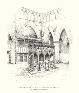 Sanktuarium św. Albana i galeria widokowa, katedra w St Albans (litografia) autorstwa Duncan Moul