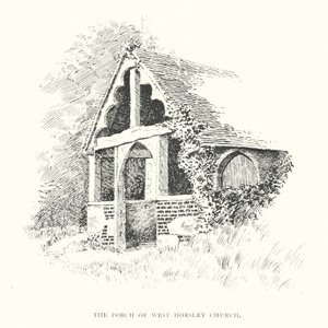 Kruchta kościoła West Horsley (litografia) autorstwa Duncan Moul