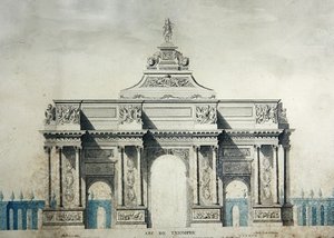 Arc de Triomphe, wg projektów Claude Perrault (1613-78) (akwarela i gwasz na papierze) autorstwa Dupouy Dupouy