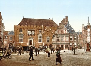 Ratusz na Grote Markt, Haarlem, Holandia, wyd. 1900