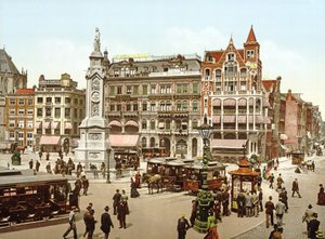 Widok na plac Dam w Amsterdamie, 1890-1900