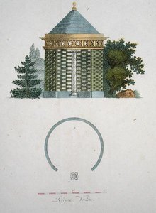 Pawilon ogrodowy, z „Magazine of Garden Gems” G. van Laara, wydany 1802 (kolor lito) autorstwa Dutch School
