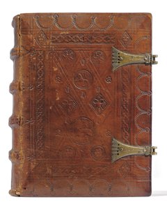 Godzinki i Modlitewnik w języku niderlandzkim, Dolna Nadrenia, Emmerich, Kleve, ok. 1480 (tusz i pigment na welinie i papierze, oprawiony w skórę cielęcą na deskach z metalowymi klamrami) autorstwa Dutch School