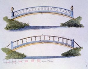 Projekty mostów z Magazine of Garden Gems autorstwa G. van Laara, opublikowane 1802 autorstwa Dutch School