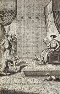 Ambasadorzy chińscy przy władcy indyjskim, z Chin Ilustrowany przez Athanasius Kircher (1601-80) 1667 autorstwa Dutch School