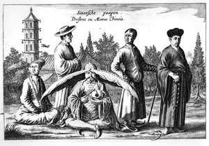 Chińscy kapłani i mnisi z Chin Ilustrowane przez Athanasius Kircher (1601-80) autorstwa Dutch School