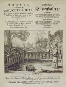 Okładka Traite des Abeilles, ou Mouches a Miel... wydrukowana po francusku i niemiecku, grawerowana przez G.V.Eckhout, Amsterdam 1670 autorstwa Dutch School