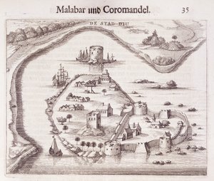 Holenderski fort na wybrzeżu Malabar, Indie Wschodnie autorstwa Dutch School