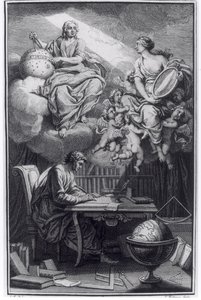 Frontyspis Elements de la Philosophie de Newton autorstwa Voltaire (1694-1778) opublikowany w Amsterdamie, 1738 autorstwa Dutch School