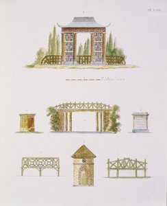 Dekoracje ogrodowe, z Magazine of Garden Gems, G. van Laar, opublikowane 1802 (patrz także 172967) autorstwa Dutch School