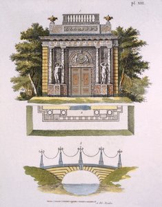 Dekoracje ogrodowe, z Magazine of Garden Gems G. van Laara, opublikowane 1802 autorstwa Dutch School