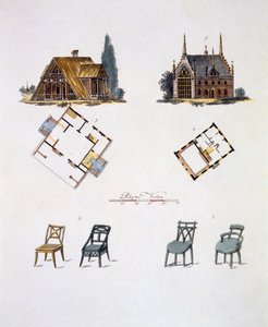Dekoracje ogrodowe, z Magazine of Garden Gems G. van Laara, opublikowane 1802 autorstwa Dutch School