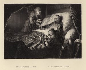 Izaak błogosławi Jakuba autorstwa Dutch School