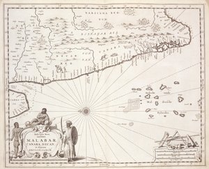 Mapa wybrzeża Malabar, Indie Wschodnie, 1672