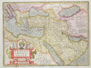 Mapa Imperium Tureckiego z publikacji Mercator Atlas. Jodocus Hondius (1563-1612) Amsterdam, 1606