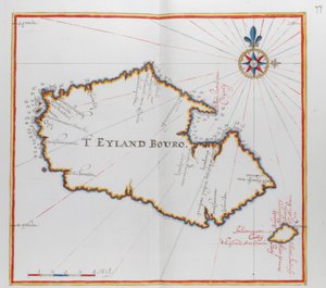 Mapa wyspy Bouro, Indonezja. autorstwa Dutch School
