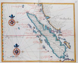 Mapa przedstawiająca Malakkę i Sumatrę, zachodnią Indonezję, część Wysp Sundajskich. autorstwa Dutch School