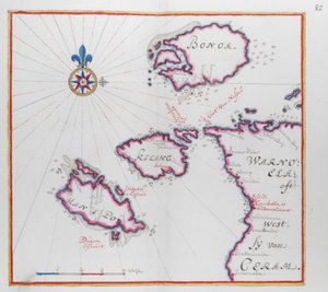 Mapa przedstawiająca część wyspy Ceram (Seram) i Bonoa (Boano Island) oraz Kelang i Manipa. autorstwa Dutch School