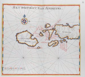 Mapa przedstawiająca wyspy Bouro i Ceram (Seram), Indonezja. autorstwa Dutch School