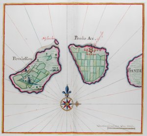 Mapa przedstawiająca dwie wyspy Banda. autorstwa Dutch School