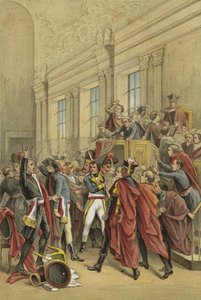Napoleon eksmitujący Radę Pięciuset z jej komnat, zamach stanu 18 Brumaire, 1799 autorstwa Dutch School