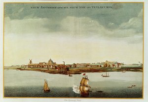 New Amsterdam, c.1650-53 (Widok prototypu) wykorzystany na frontyspisie do Ikonografii Stokes, vol.1, 1915 (kolorowy druk) autorstwa Dutch School