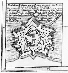 Plan Zamku Batawskiego, Przylądek Dobrej Nadziei ok. 1803-1806 autorstwa Dutch School