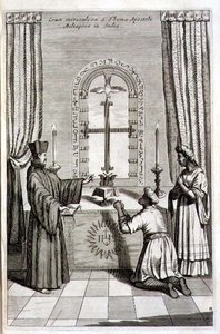 Cudowny Krzyż św. Tomasza Apostoła w Meliapore w Indiach, z „Chiny Ilustrowane” autorstwa Athanasius Kircher (1601-80) 1667 (rycina) autorstwa Dutch School