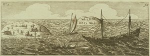 The Ship Breaks up, z „Nieszczęsnej podróży statku Batavia”, opublikowanej w Amsterdamie autorstwa Dutch School