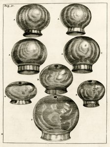 Różne szklanki do baniek, z The Practice of Medicine Frederika Dekkersa, 1694 autorstwa Dutch School