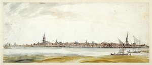 Widok Emmericha, koniec XVII wieku (pióro i brązowy tusz z akwarelą na papierze) autorstwa Dutch School