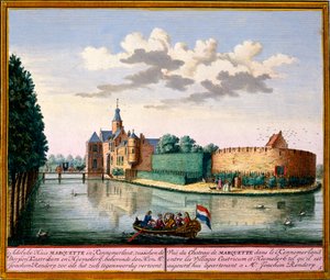 Widok Marquette House, Kennemerland, z Het Zeganpralent Kennemerlant autorstwa Hendricka de Letha i Matthiasa Broueriusa Van Nidka, opublikowany ok. 1700-30 autorstwa Dutch School