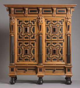 Szafa (Kast), wykonana w Holandii, ok. 1625-1650 (dąb z fornirem hebanowym i palisandrowym) autorstwa Dutch School