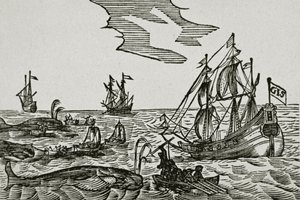 Statki wielorybnicze, z „Journael” Jacoba Segersza van der Brugge autorstwa Dutch School