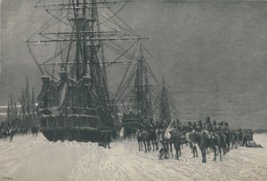 „Zdobywanie floty holenderskiej przez huzary Republiki Francuskiej, styczeń 1795”, 1896 autorstwa E.G.H. Del