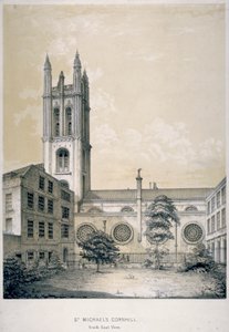 Widok południowo-wschodni kościoła św. Michała, Cornhill, City of London, 1840 autorstwa EJ Dickinson